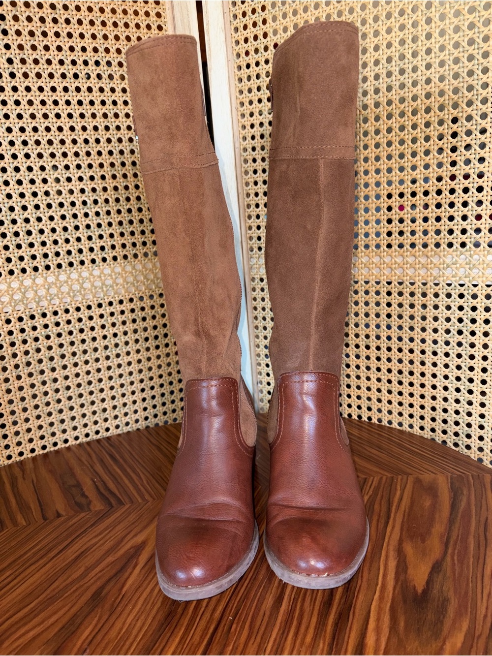 boc Tall Brown Leather & Suede Knee Boots - Picture 2 of 10
